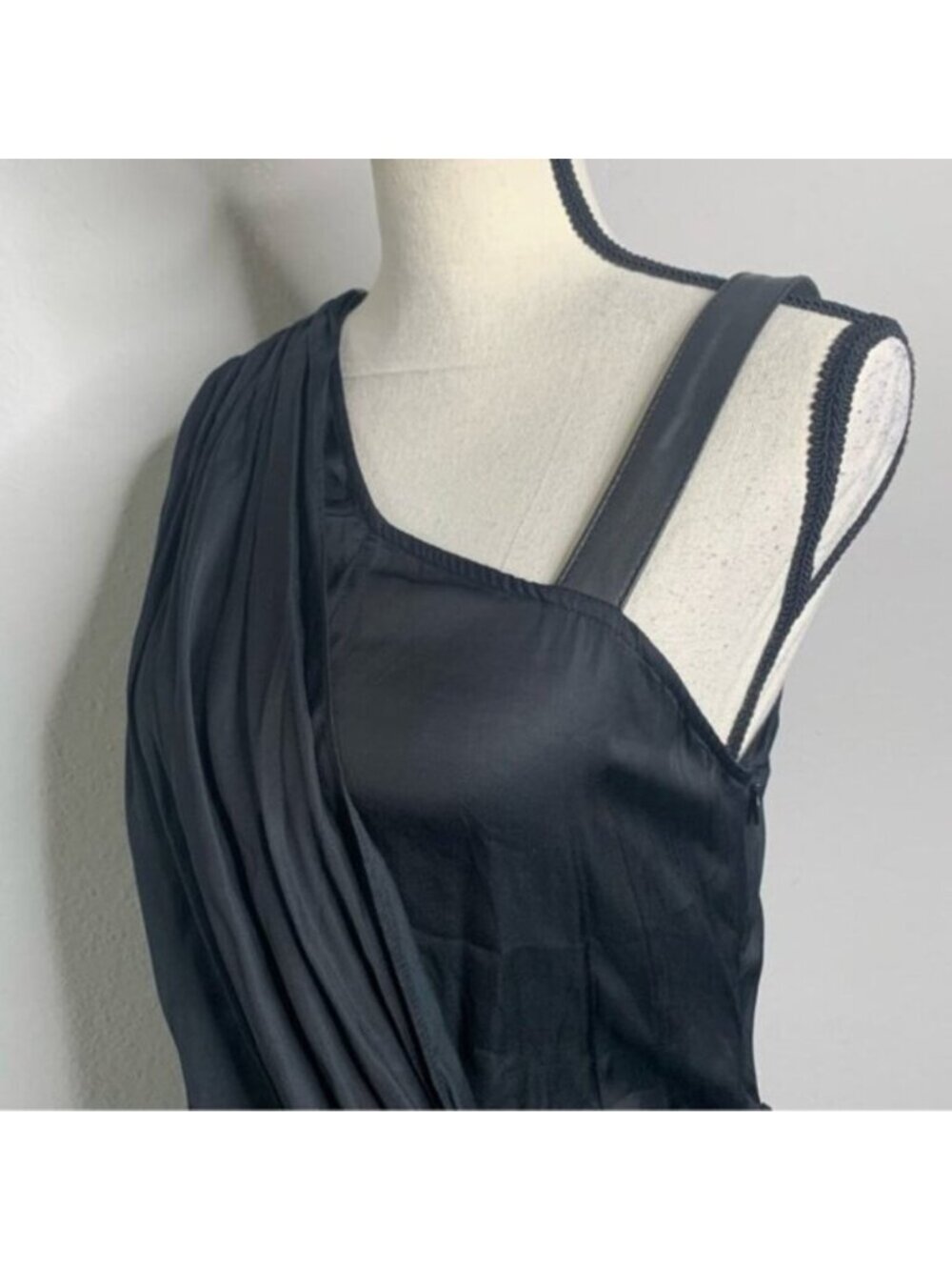 Nicholas K Black One-Shoulder Draped Satin Midi Dress - Picture 12 of 17